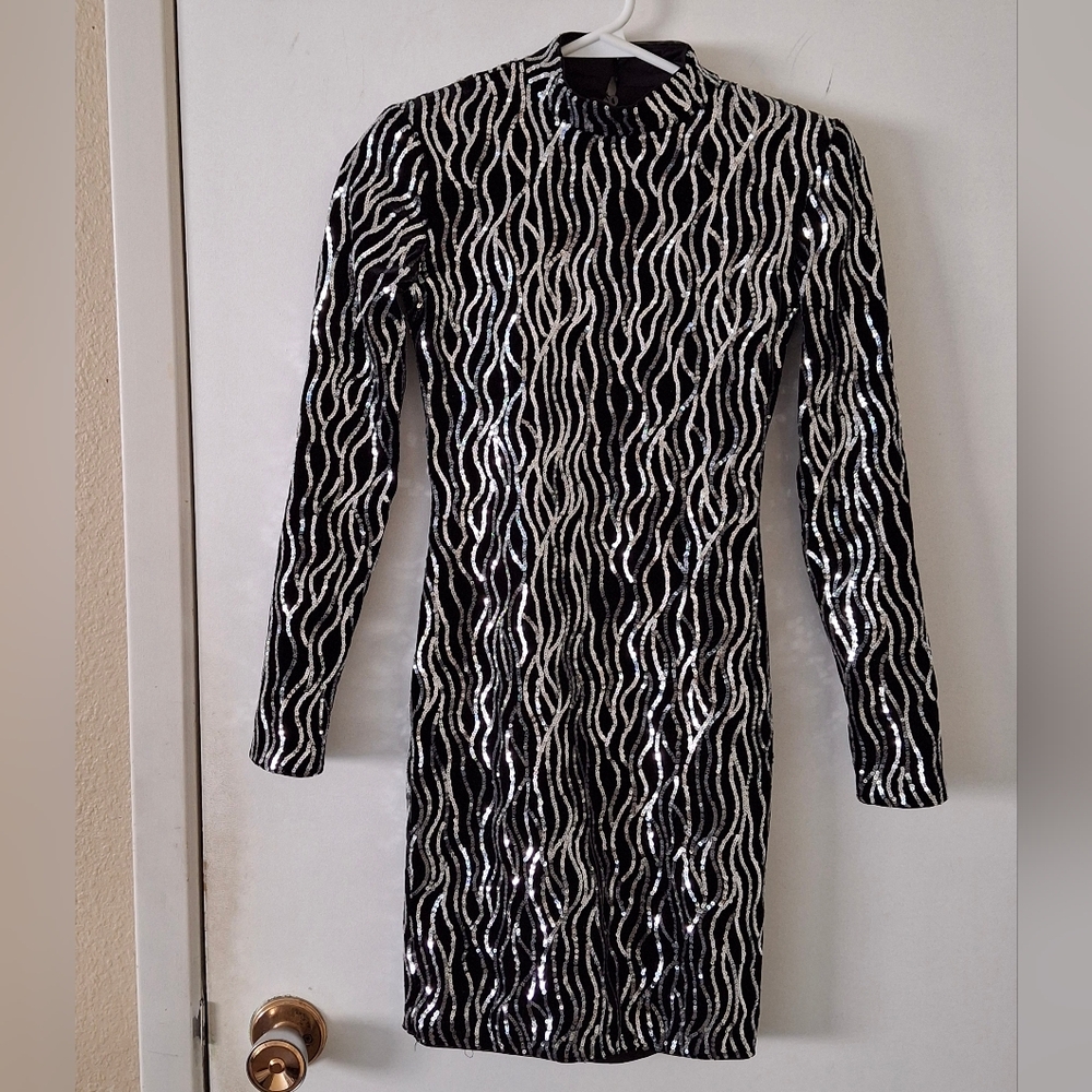 Bershka Brand Size Xsmall Black Sequins Dress